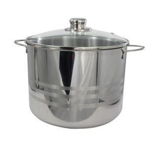 Soeppan met glazen deksel - RVS - 8 liter - D24 x H21 cm