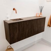 Toiletmeubel Mondiaz Joya Dlux | 100 cm | Meubelkleur Walnut | Faye wastafel Arena Wasbak Links | Zonder kraangat(en)