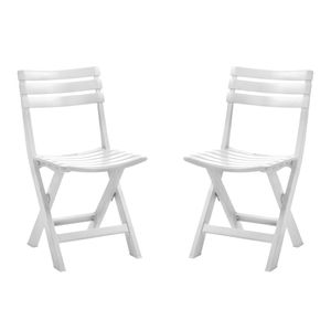 Set van 2x stuks witte kunststof klapstoelen voor binnen en buiten - Klapstoelen