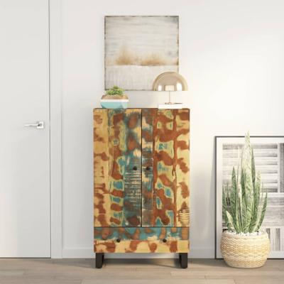 Hoge kast met lade 60x33x100 cm gerecycled hout en ijzer