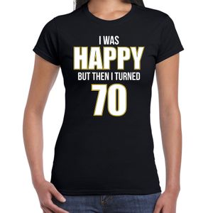 Verjaardag cadeau t-shirt 70 jaar - happy 70 zwart voor dames 2XL  -