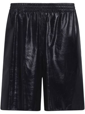 Marni short en cuir à taille élastiquée - Noir