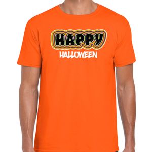 Halloween verkleed t-shirt heren - Happy Halloween - oranje - themafeest outfit