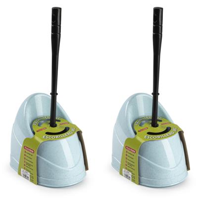 Plasticforte toiletborstels - wc-borstels - 2x stuks - met houder - 45 cm - blauw - kunststof Plasticforte toiletborstels - wc-borstels - 2x stuks - met houder - 45 cm - blauw - kunststof