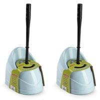 Plasticforte toiletborstels - wc-borstels - 2x stuks - met houder - 45 cm - blauw - kunststof