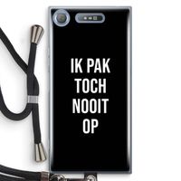 Ik pak nooit op - Zwart: Sony Xperia XZ1 Transparant Hoesje met koord