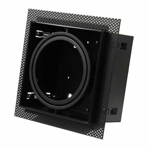Zwart trimless armatuur inbouw voor AR111 LED spot draaibaar en kantelbaar, wordt volledig in het stucwerk gemonteerd