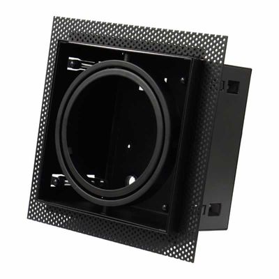 Zwart trimless armatuur inbouw voor AR111 LED spot draaibaar en kantelbaar, wordt volledig in het stucwerk gemonteerd