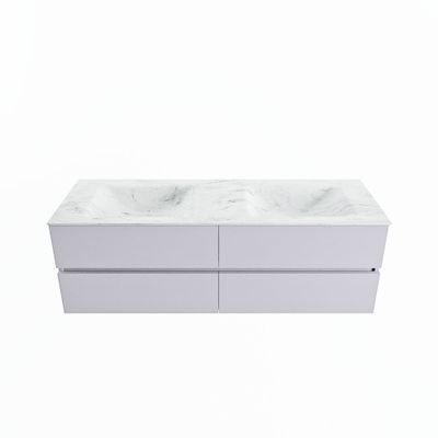 MONDIAZ VICA-DLUX 150cm badmeubel onderkast Cale 4 lades. Inbouw wastafel CLOUD dubbel 2 kraangaten, kleur Opalo.