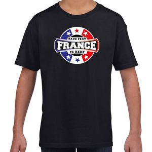 Have fear France is here / Frankrijk supporter t-shirt zwart voor kids