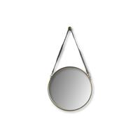 Ronde Spiegel Met Riem-49x3x68-Goud/Zwart-Metaal/Kunstleder