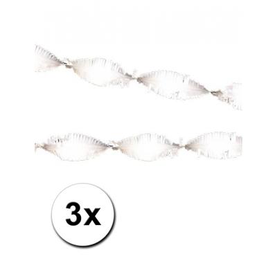 3x crepe papier slingers/guirlande - 6 meter - multi-kleur