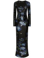 Dolce & Gabbana floral-print sequinned gown - Noir