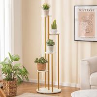 Metalen Plantenstandaard voor Binnen 125 cm Hoekstandaard voor Potplanten Decoratieve Plantenstandaard Natuur/Wit