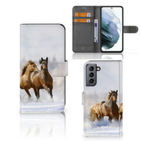 Samsung Galaxy S21 FE Telefoonhoesje met Pasjes Paarden