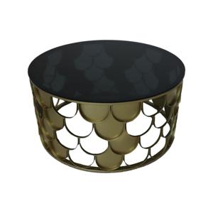 Salontafel Rond - 80 - Goud/Zwart - metaal/Glas