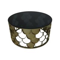 Salontafel Rond - 80 - Goud/Zwart - metaal/Glas