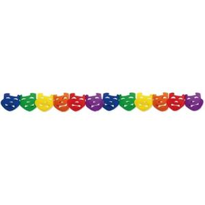 Regenboog kleuren slinger met carnaval maskers - 300 cm - Brandvertragend