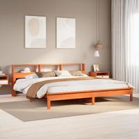 Bedframe zonder matras massief grenenhout wasbruin 200x200 cm