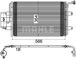 Condensor, airconditioning MAHLE, u.a. für Audi, Skoda, VW, Seat