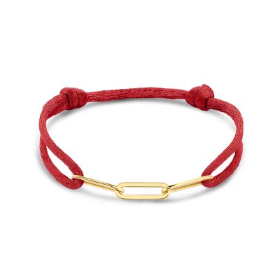 Armband zilver-satijn goudkleurig-bordeauxrood 13 - 26 cm