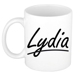 Lydia voornaam kado beker / mok sierlijke letters - gepersonaliseerde mok met naam   -