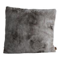 Linnen Grijs Faux Fur Kussen Vierkant L