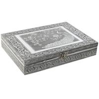 Doos-Juwelenkistje Home ESPRIT Groen Zilverkleurig Hout Aluminium 27,5 x 20 x 5,4 cm