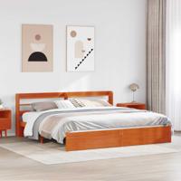 Bedframe met hoofdeinde 2 pcs Wasbruin Massief Vurenhout