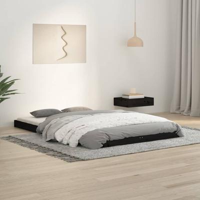 Bedframe massief grenenhout zwart 120x190 cm