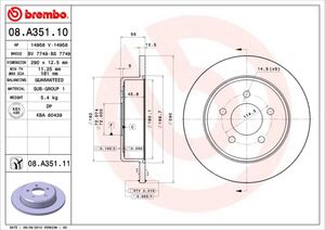 Remschijf BREMBO, Remschijftype: Massief, u.a. fÃ¼r Chrysler, Dodge