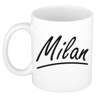 Milan voornaam kado beker / mok sierlijke letters - gepersonaliseerde mok met naam - Naam mokken - thumbnail