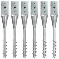 VidaXL Grondpinnen 6 st 7x7x56 cm gegalvaniseerd staal zilverkleurig