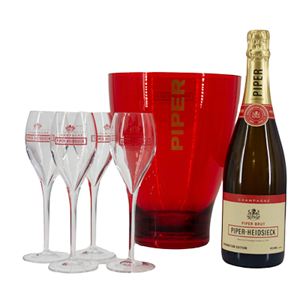 Champagne Piper Heidsieck Prohibition Edition, kunststof cooler en 4 glazen