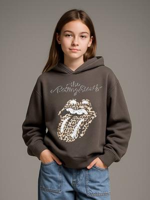 Sweater voor meisjes met capuchon The Rolling Stones® antraciet