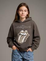 Sweater voor meisjes met capuchon The Rolling Stones® antraciet
