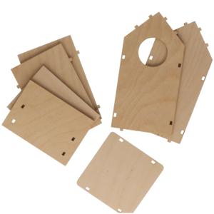 Rayher hobby/knutselen Vogelhuisje om zelf te bouwen - Set van 4x stuks - Hout - DHZ pakket - 17 cm