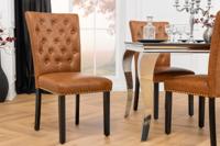 Chesterfield Stoel CASTLE Bruin Kunstleer Zwart Rubber Hout Decoratieve Klinknagels - 44589