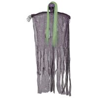 Halloween/horror thema hang decoratie Skelet/Heks - lichtgevend haar - griezel pop - 120 cm