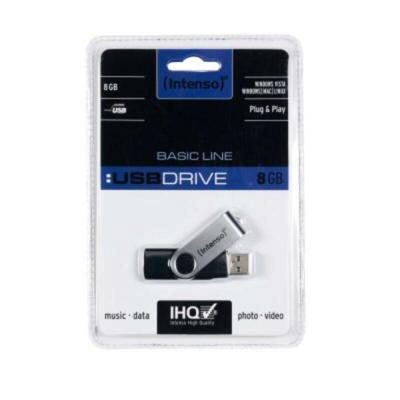 USB stick INTENSO Basic Line 8 GB Zwart Zilver 8 GB USB stick