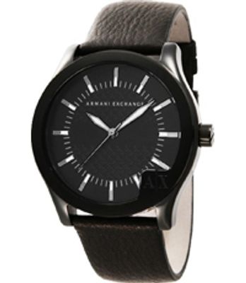 Horlogeband Armani Exchange AX2049 Leder Zwart 22mm