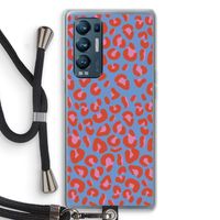 Leopard blue: Oppo Find X3 Neo Transparant Hoesje met koord