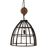 Brilliant Landelijke hanglampMatrix Ø 34cm gunmetal met hout - HK17186S76