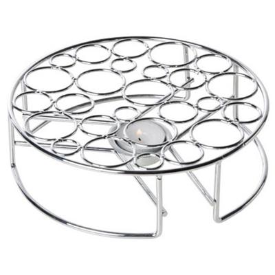 Rechaud warmhouder - chroom - metaal - ?20 cm - theepot/pan - met waxinelichtje