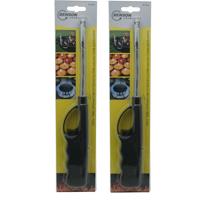 Benson gas/bbq/keuken/kaarsen aanstekers - 2x stuks - van 27 cm - Flexibele hals - Kinderslot
