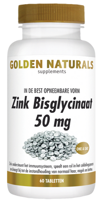 Golden Naturals Zink Bisglycinaat 50 mg Tabletten