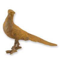 A RUSTY CAST IRON FIGURINE OF A PHEASANT