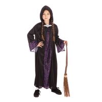 Tovenaar cape kinderen/Halloween verkleedkleding zwart/paars voor kids - thumbnail