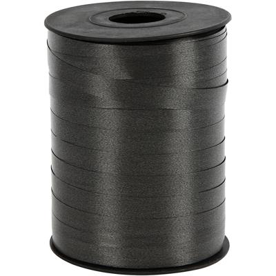 Creativ Company Cadeaulint, b: 10 mm, glossy, zwart, 250 m/ 1 rol