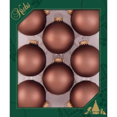 Krebs Kerstballen - 8x - 7 cm - kokosnoot bruin - glas - kerstboomversiering